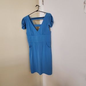 GUESS Jersey V-Neck Puffed Sleeve Dress w/ Cutouts